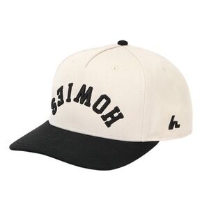 Howie's Hockey Backhand Lid Hat Tan & Black Snapback Snap Back Upside‑Down Logo